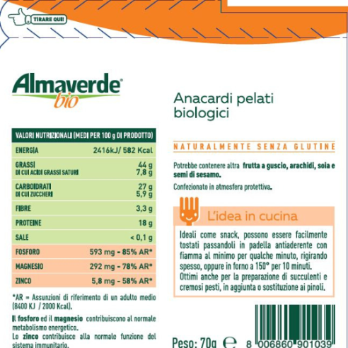 Anacardi Biologici Almaverde Bio Acquista online