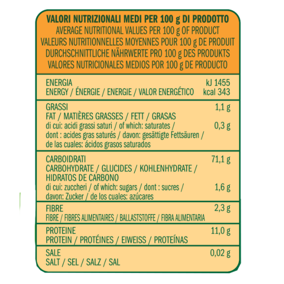 Valori nutrizionali farina di Grano tenero tipo '0' Biologica Almaverde Bio