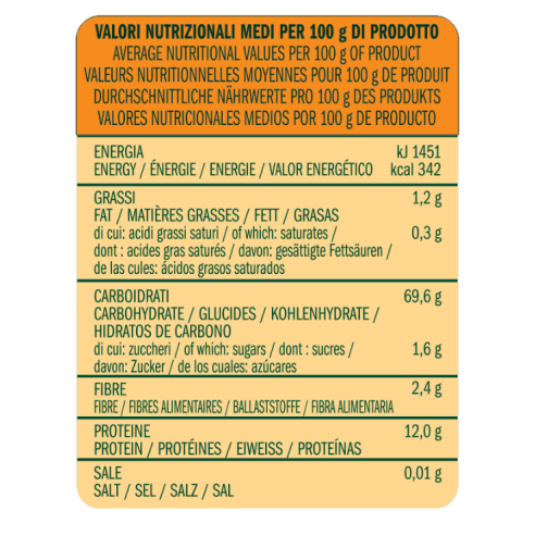 valori nutrizionali farina di Grano tenero tipo '0' per Pane Biologica Almaverde Bio