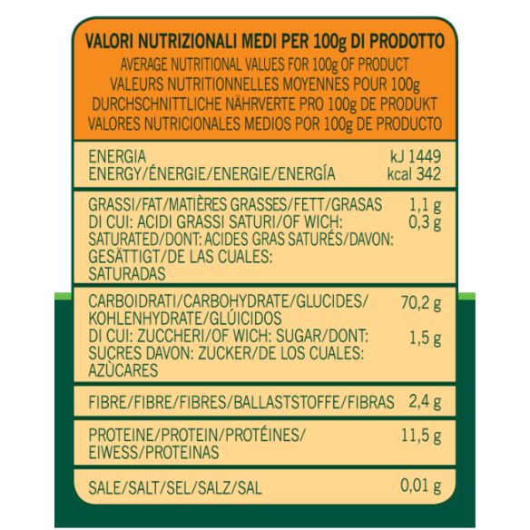 valori nutrizionali farina di Grano tenero tipo '0' per pizza Biologica Almaverde Bio