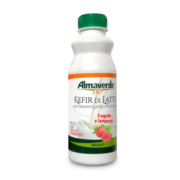 Kefir di latte fragole e lamponi Almaverde Bio